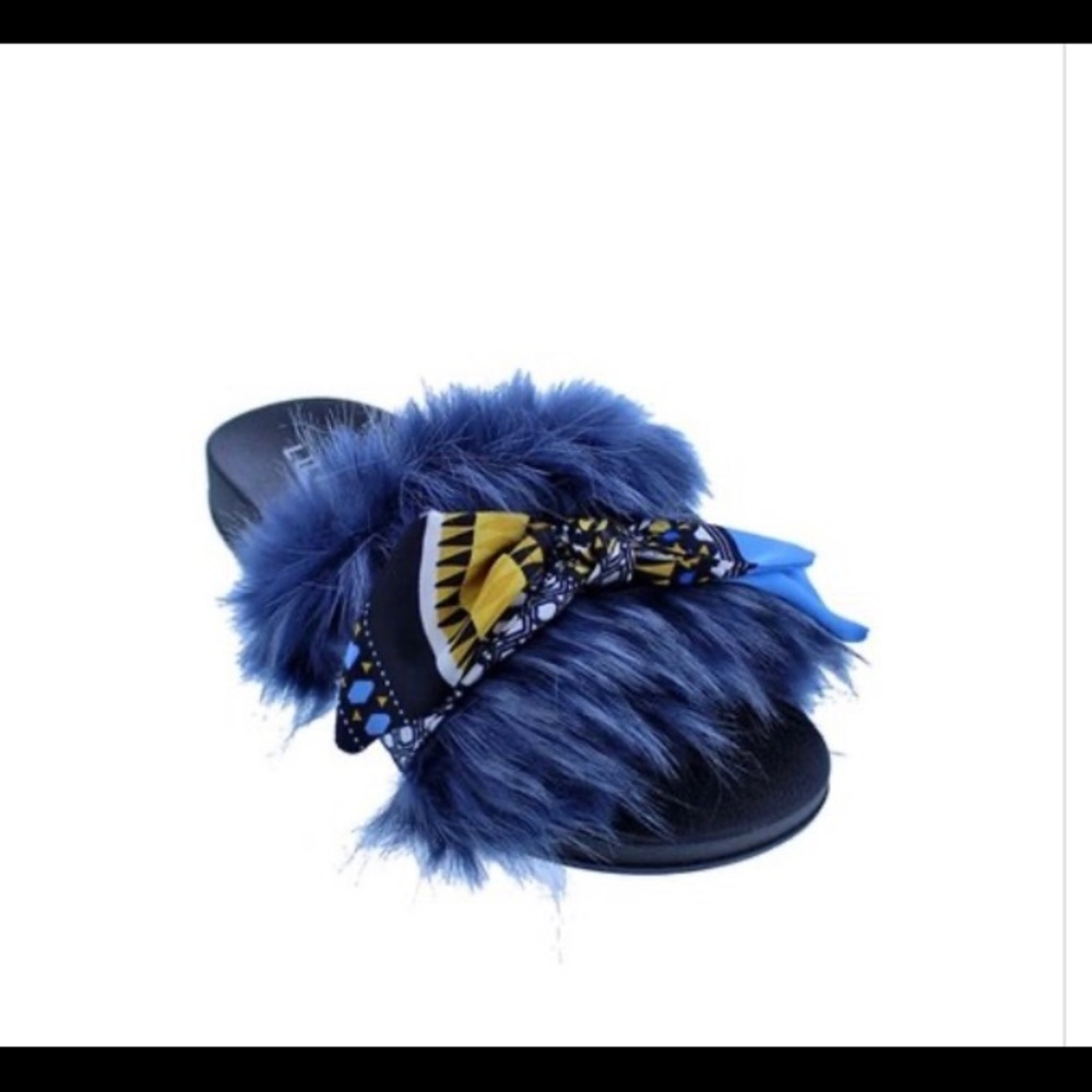Miss HOT STUFf Vegan fur slides with ribbon